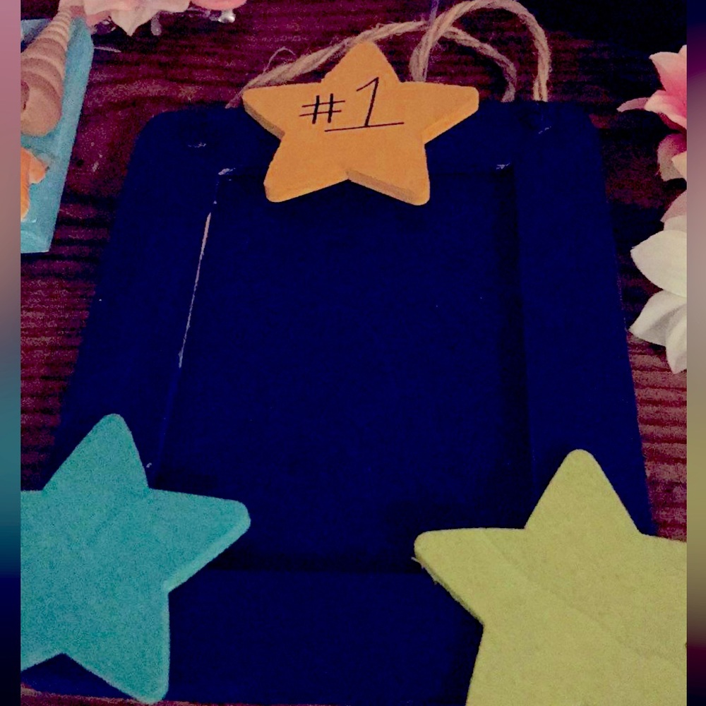 Hand painted Small 4x6 Wooden Picture Frame with Stars “#1”
